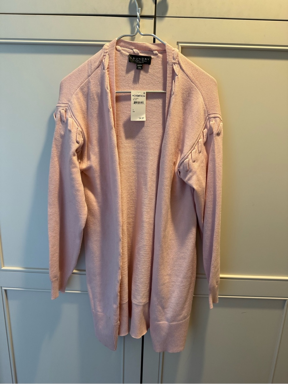 NWT Laundry By Shelli Segal Light Pink Open-Front Knit Cardigan